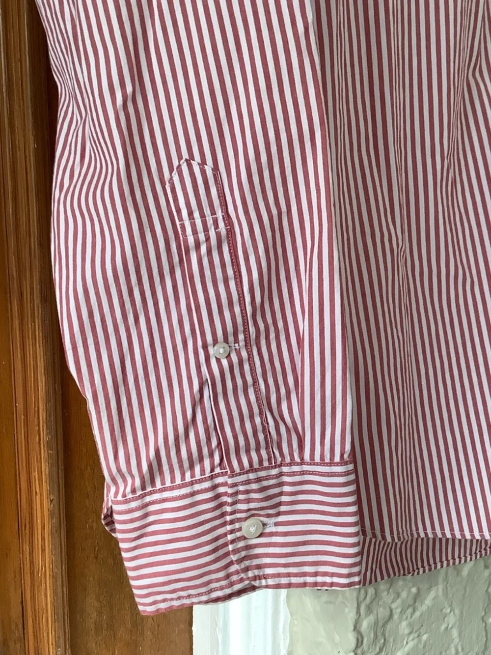J. Crew Red & White Striped Button-Up Dress Shirt